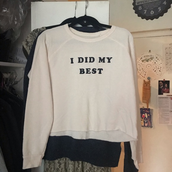 Light Pink BANDO “I did my best” cutoff sweatshirt - Picture 1 of 3